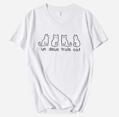 Un Deux Trois Cat V-Neck